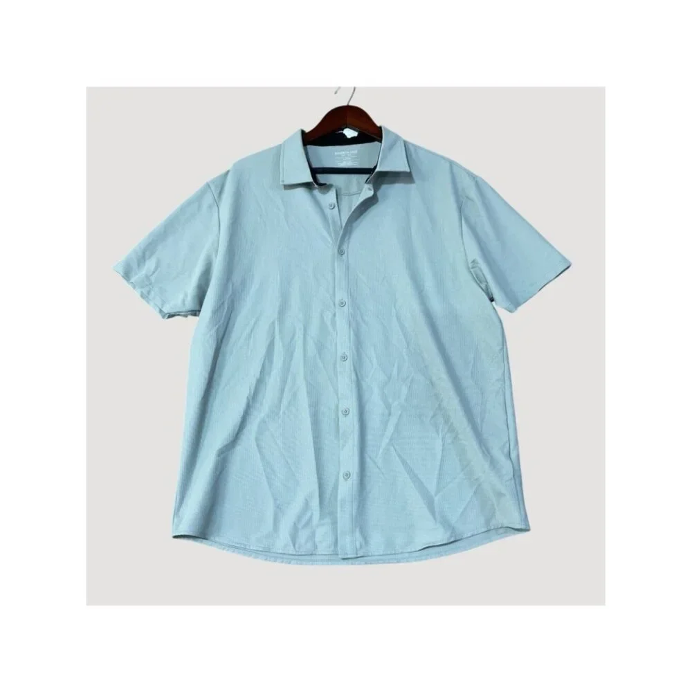 NWOT Kenneth Cole New York Men's XL Light Gray Short Sleeve Button-Up Shirt